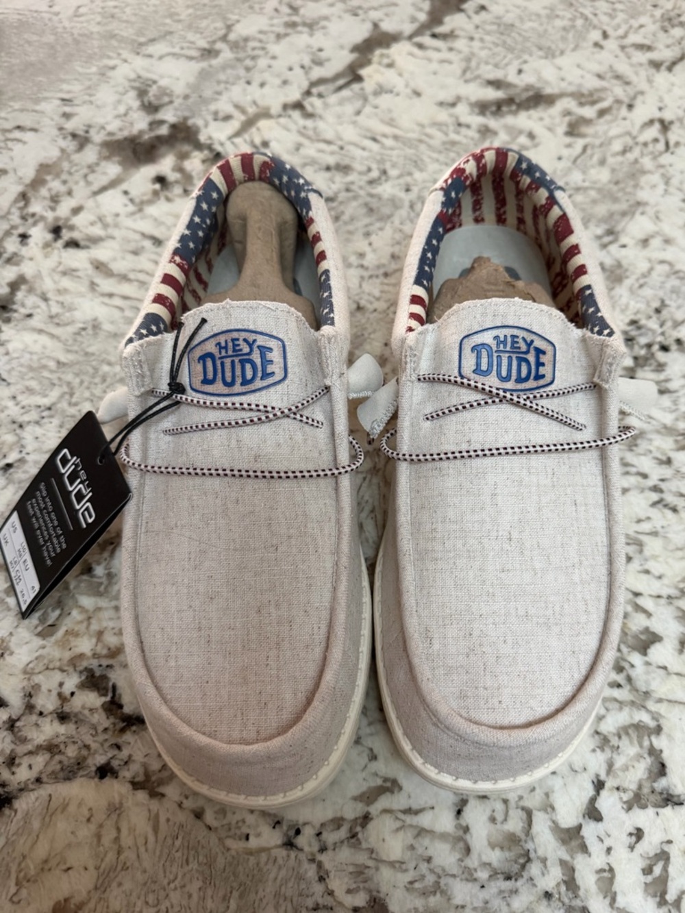 Hey Dude | Wally Off White Patriotic Slip On Shoes | Size 8
